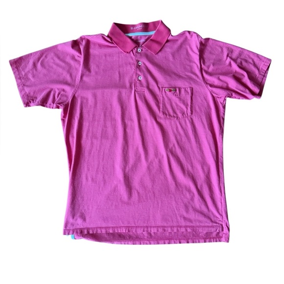 B Draddy Mens Medium Golf Polo Shirt Short Sleeve Collared Striped Cotton - Picture 1 of 8